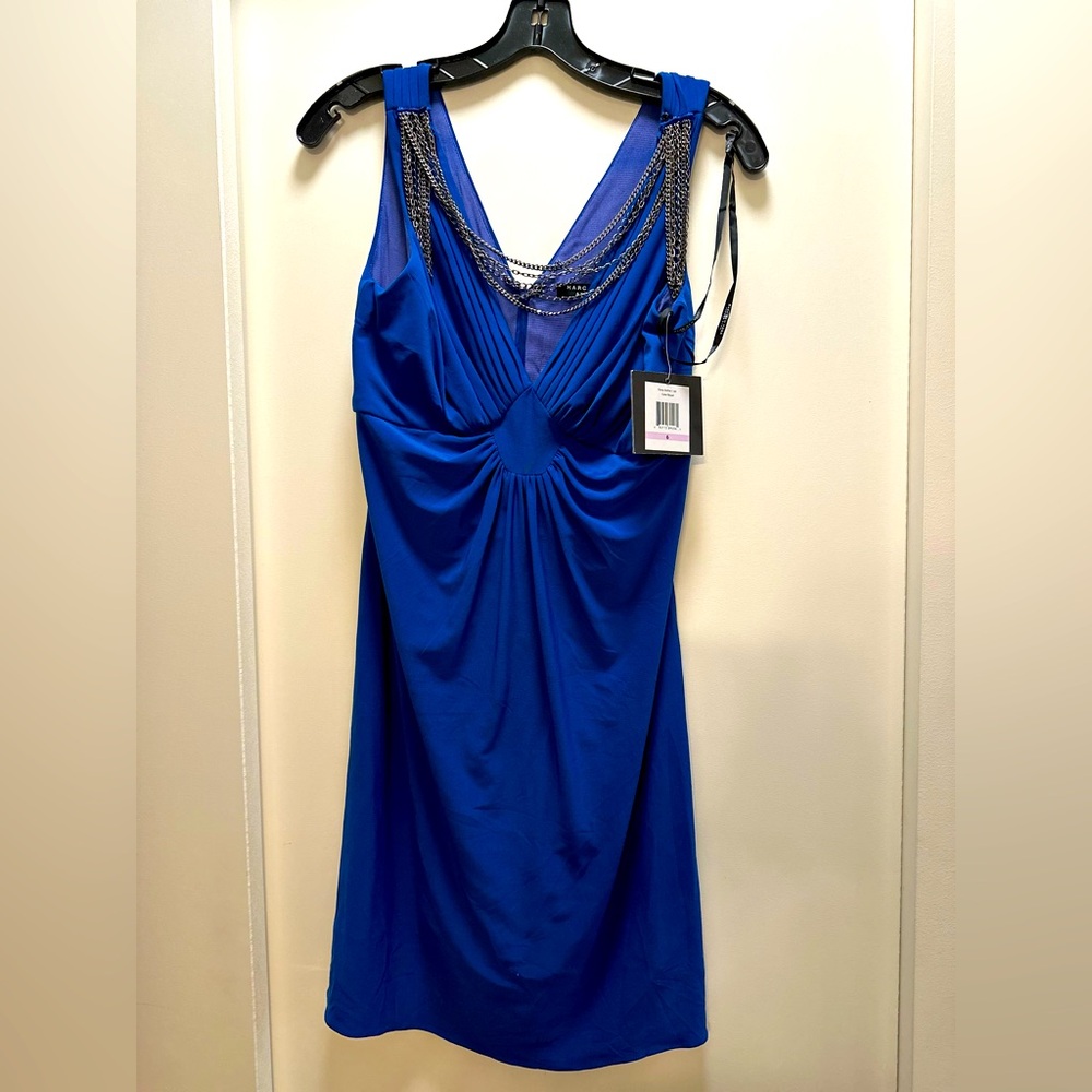 Marc New York by Andrew Marc sexy flattering blue dress sz 6 NWT